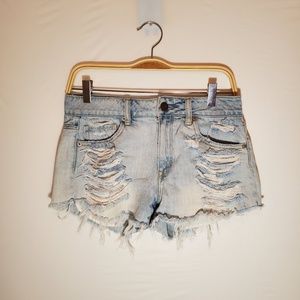 American Eagle Hi Rise Distress Denim Jean Shorts